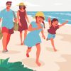 Family Beach Illustration Diamond Painting