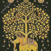 Golden Elephant Tree Of Life Diamond Paintings