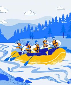 Illustration River Rafting Diamond Painting