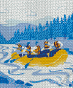 Illustration River Rafting Diamond Painting