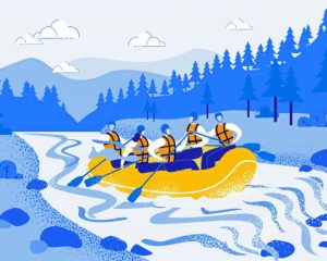 Illustration River Rafting Diamond Painting