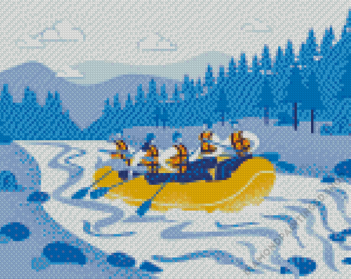 Illustration River Rafting Diamond Painting