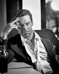 Jon Hamm Black And White Diamond Painting