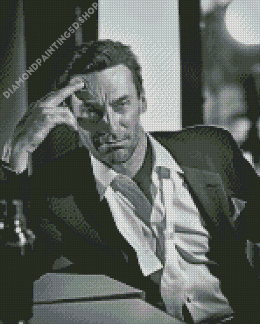 Jon Hamm Black And White Diamond Paintings