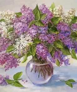 Lilac Flowers Vase Art Diamond Painting