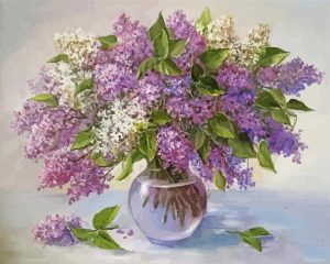 Lilac Flowers Vase Art Diamond Painting