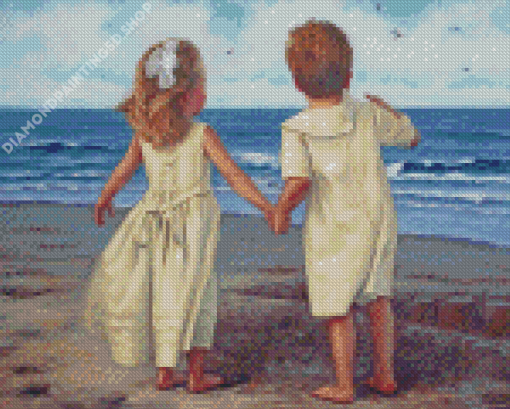 Little Couple On The Beach Diamond Painting