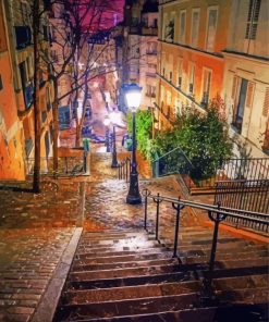 Montmartre Paris At Night Diamond Painting