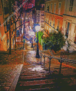 Montmartre Paris At Night Diamond Painting