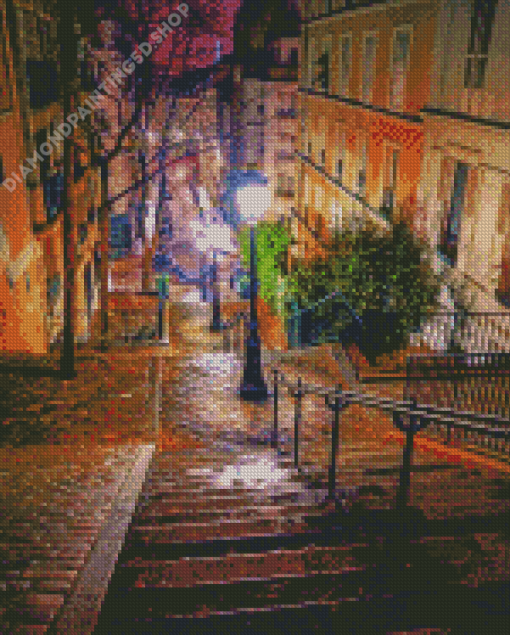 Montmartre Paris At Night Diamond Painting