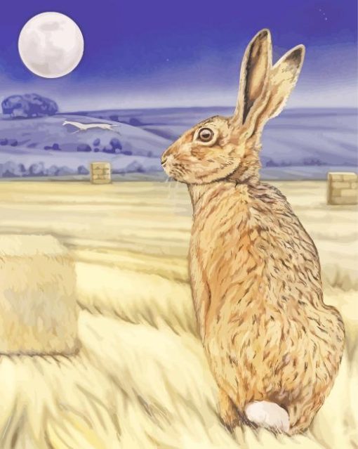 Moon Gazing Hare Diamond Painting