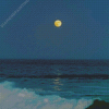 Moon Over Ocean Waves Diamond Painting