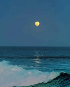 Moon Over Ocean Waves Diamond Painting