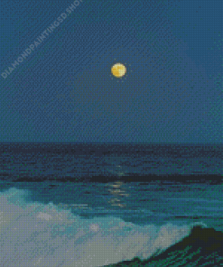 Moon Over Ocean Waves Diamond Painting