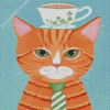 Mr Cat And Coffee Cup Diamond Painting