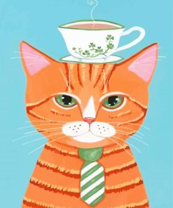 Mr Cat And Coffee Cup Diamond Painting