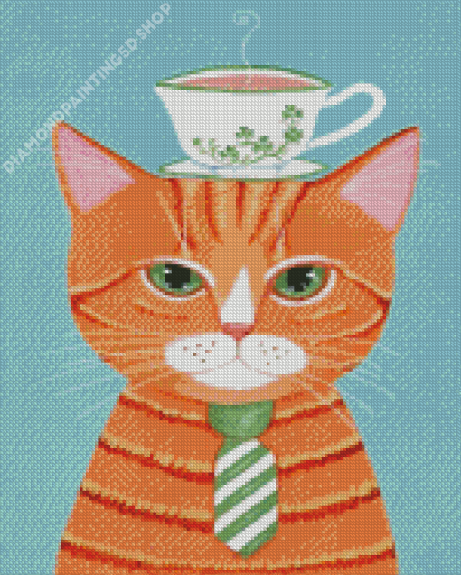 Mr Cat And Coffee Cup Diamond Painting