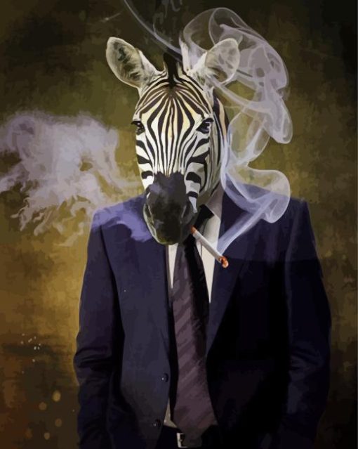 Mr. Zebra Smoking Diamond Painting