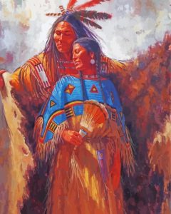 Native American Couple Lovers Art Diamond Painting