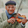 Old Smiling Violinist Man Diamond Painting