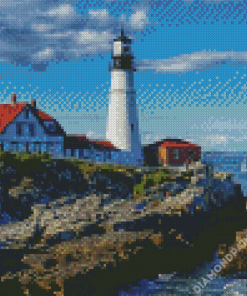 Portland Headlight Landscape Diamond Paintings