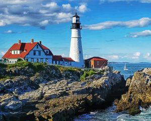 Portland Headlight Landscape Diamond Painting