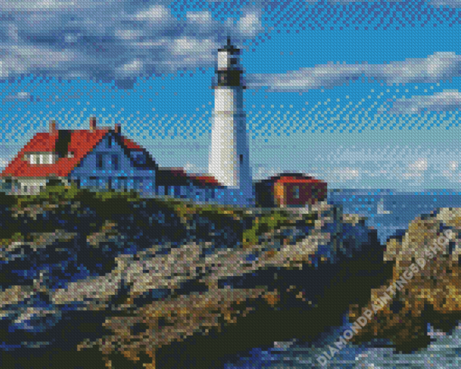 Portland Headlight Landscape Diamond Paintings