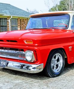 Red 64 Chevy Stepside Truck Engine Diamond Painting