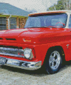 Red 64 Chevy Stepside Truck Engine Diamond Paintings