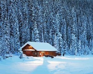 Snow Cabin Diamond Painting