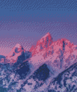 Snowy Pink Mountains Diamond Paintings