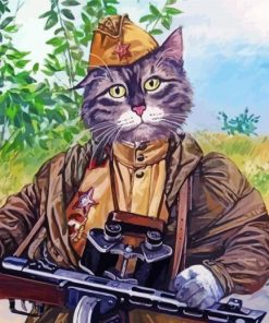 Soldier Army Cat Diamond Painting