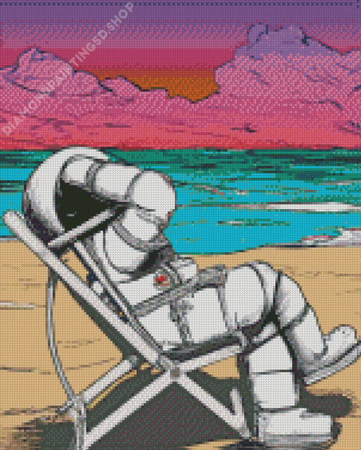 Space Astronaut Beach Diamond Painting