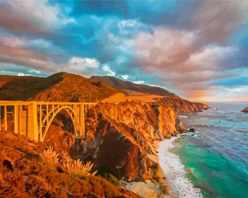 Sunset At Highway 1 California Diamond Painting