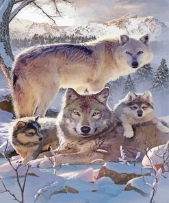 The Winter Wolves Family Diamond Painting