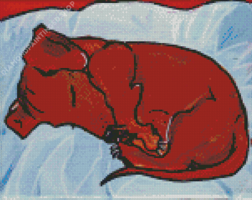 The Sleeping Dachshund Diamond Painting