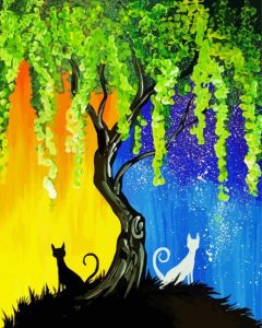 Tree Night And Day Cats Diamond Painting