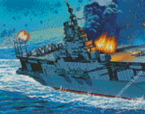 USS Lexington Warship Diamond Painting