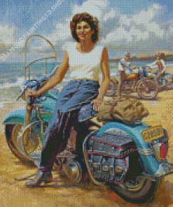 Vintage Girl Motorcycle Diamond Painting