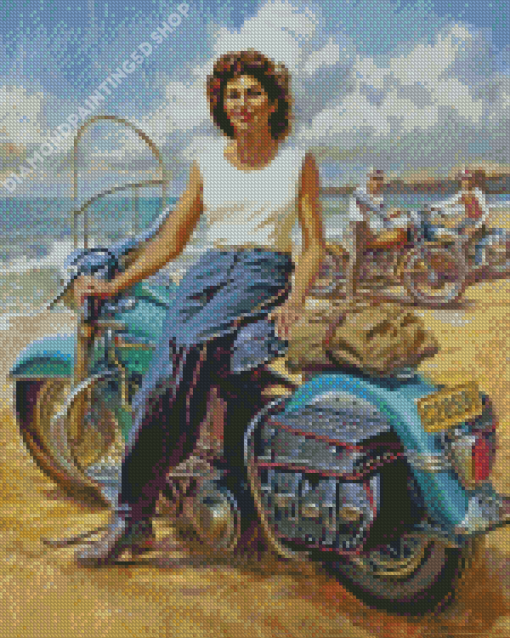 Vintage Girl Motorcycle Diamond Painting