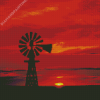 Western Windmill At Sunset Diamond Painting