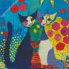 Abstract Cat In Garden Diamond Painting