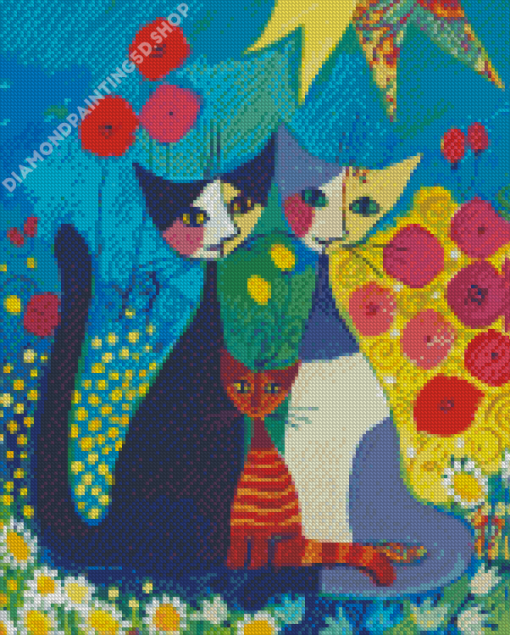 Abstract Cat In Garden Diamond Painting