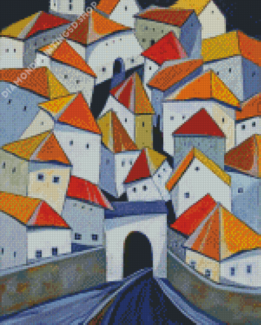 Abstract Houses Buildings Diamond Painting