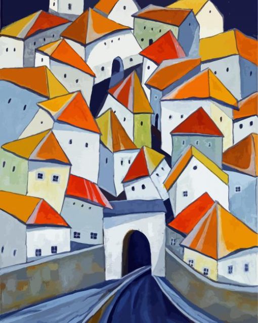Abstract Houses Buildings Diamond Painting
