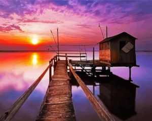 Aesthetic Docks With Sunset Diamond Painting