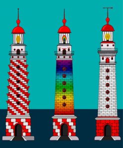 Aesthetic Rainbow Lighthouse Diamond Painting