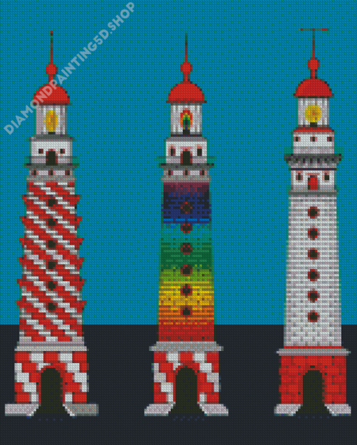 Aesthetic Rainbow Lighthouse Diamond Paintings