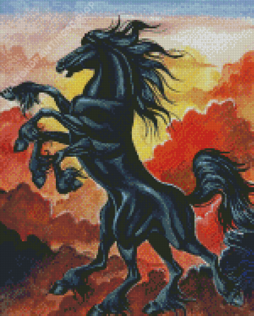 Black Sleipnir Horse Diamond Painting