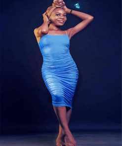 Black Woman In Blue Dress Diamond Painting